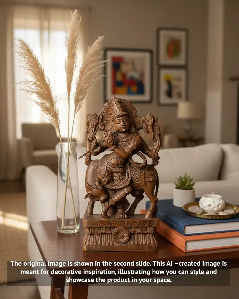 Wooden Lord Krishna statue