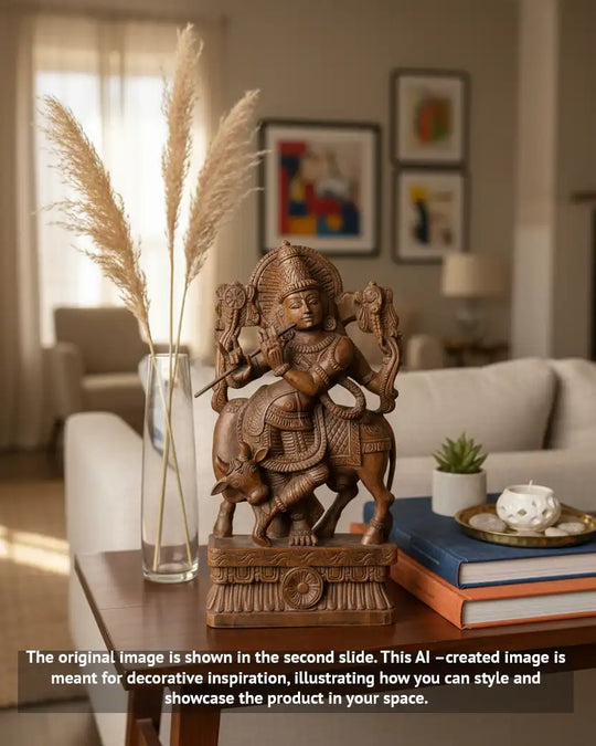 Wooden Lord Krishna statue