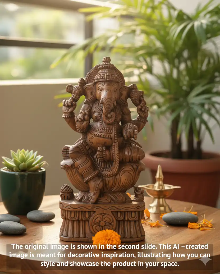 Wooden Ganapati statue
