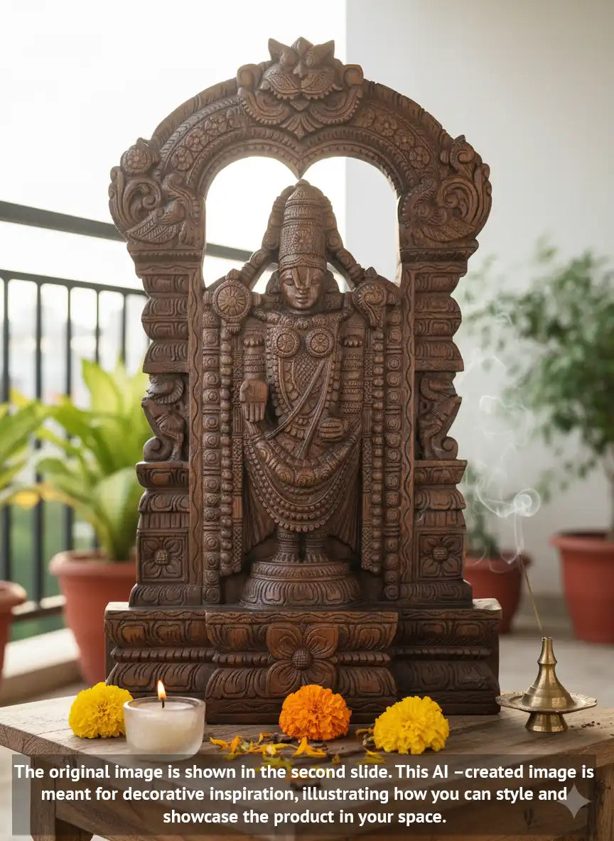 Wooden Lord Venkateswara statue