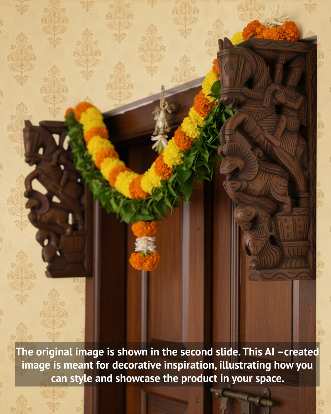 18" Horse with yali wooden wall bracket