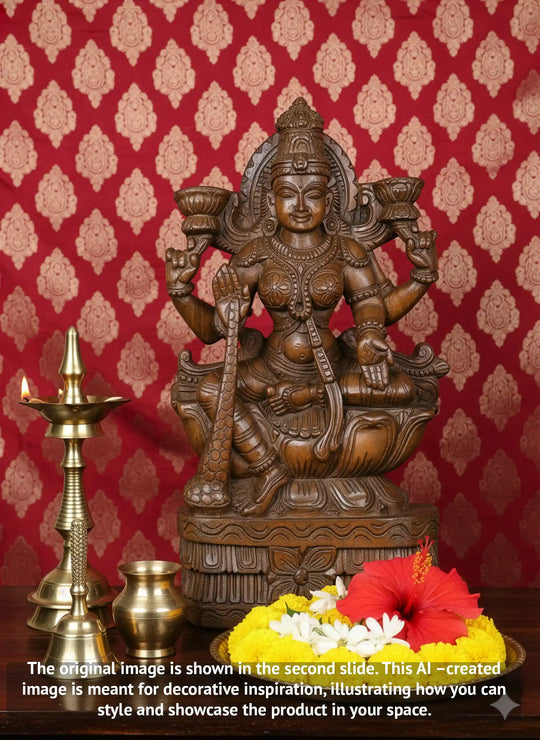 Teakwood Goddess Lakshmi statue