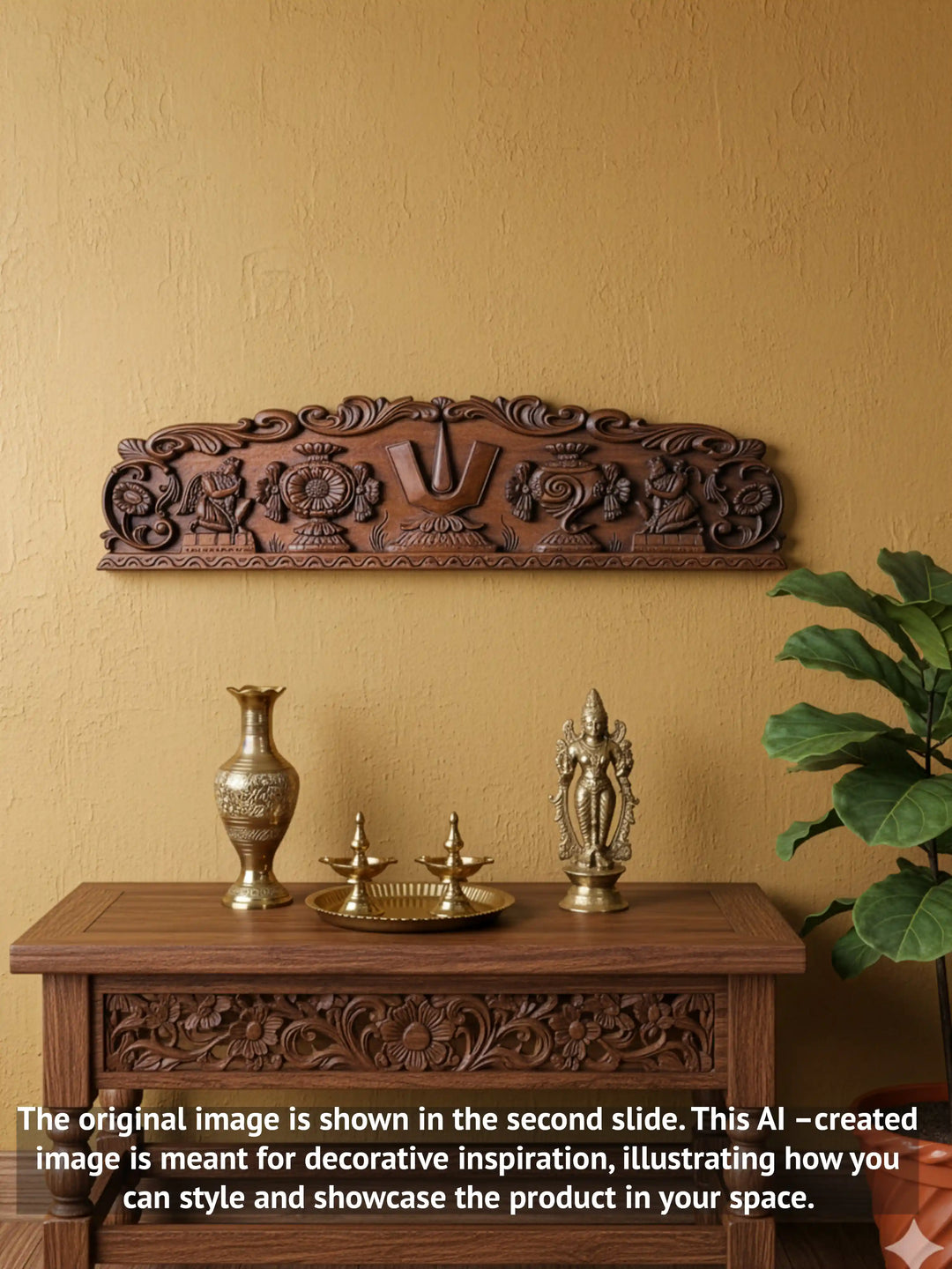 Wooden Lord Vishnu’s symbols