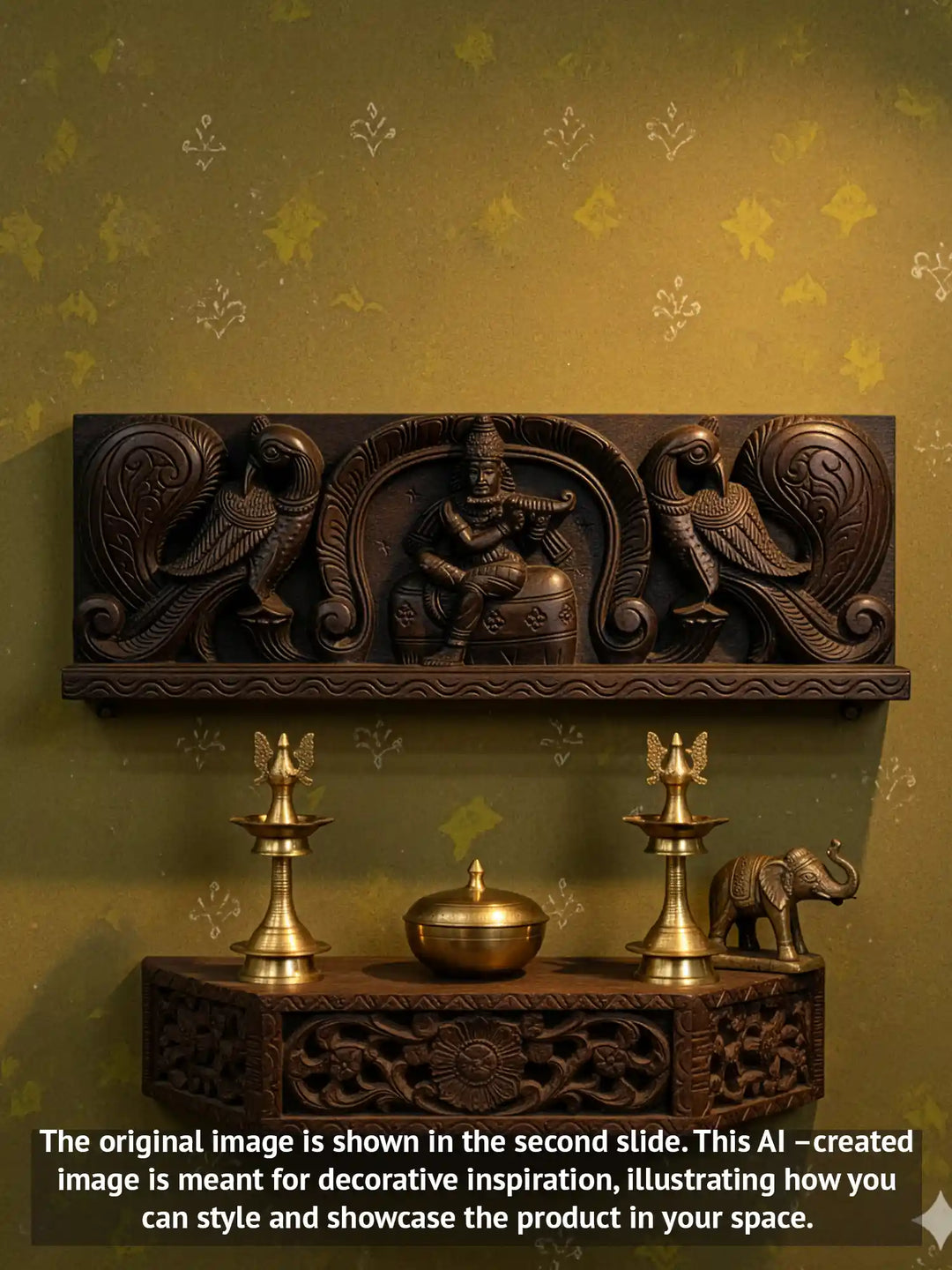Wooden wall mount Lord Krishna