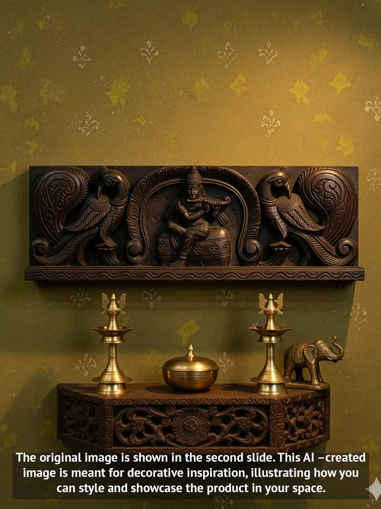 Wooden wall mount Lord Krishna