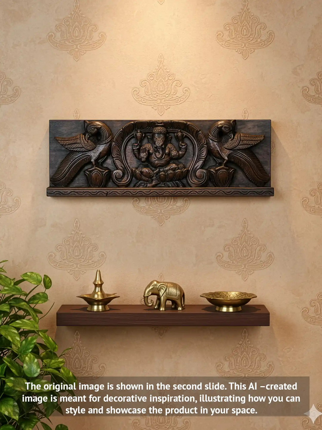 Lord Ganesha wooden wall panel