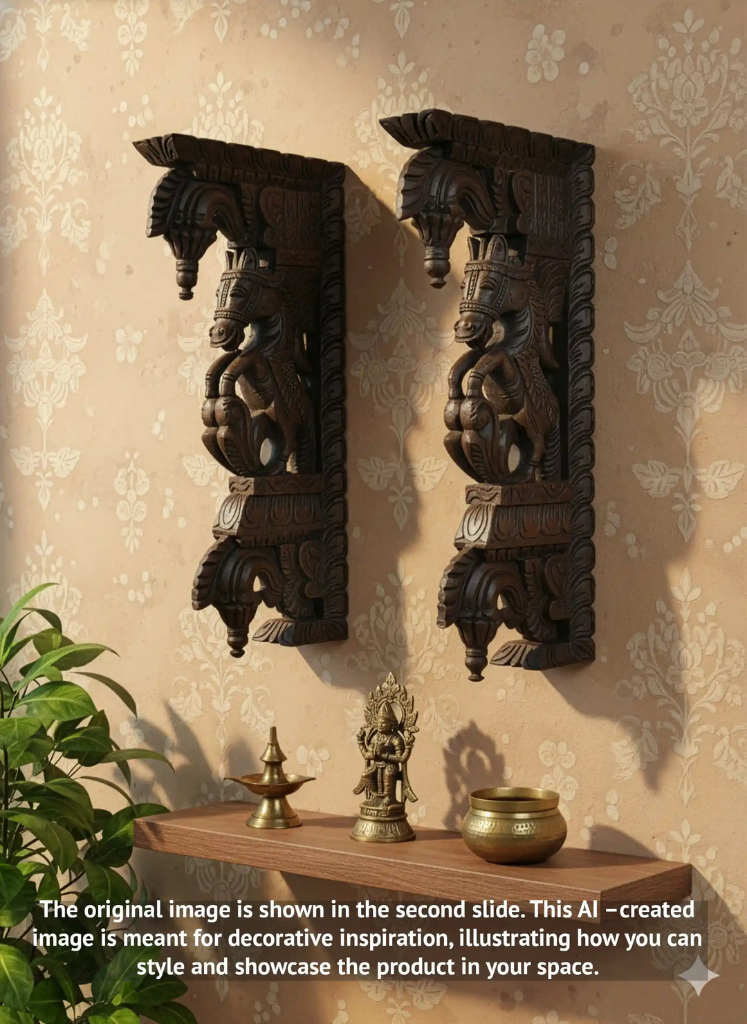 pair of wooden horse brackets