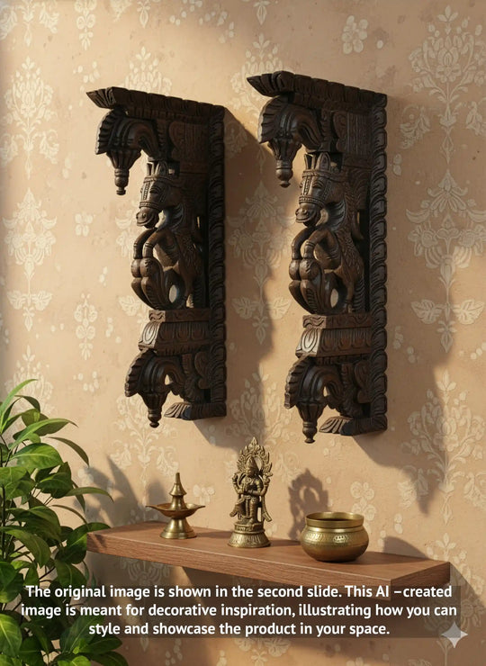 pair of wooden horse brackets
