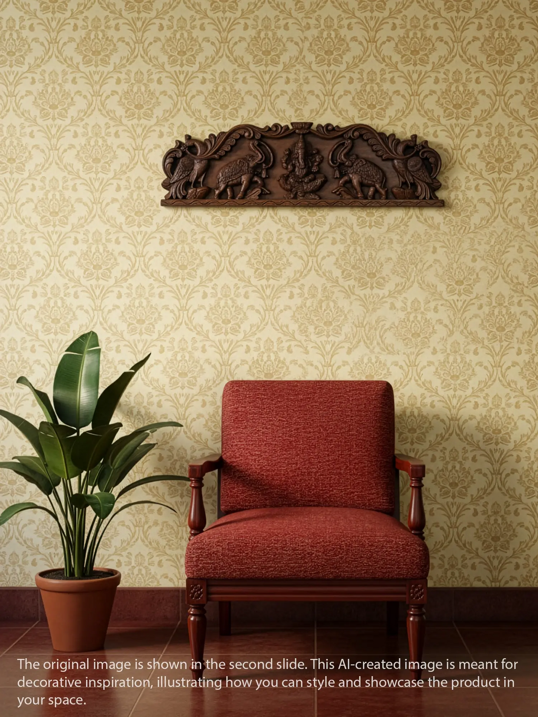 Wooden Gaja Ganapthi panel