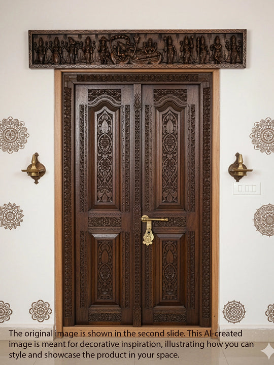 Wooden reclining Lord Vishnu panel