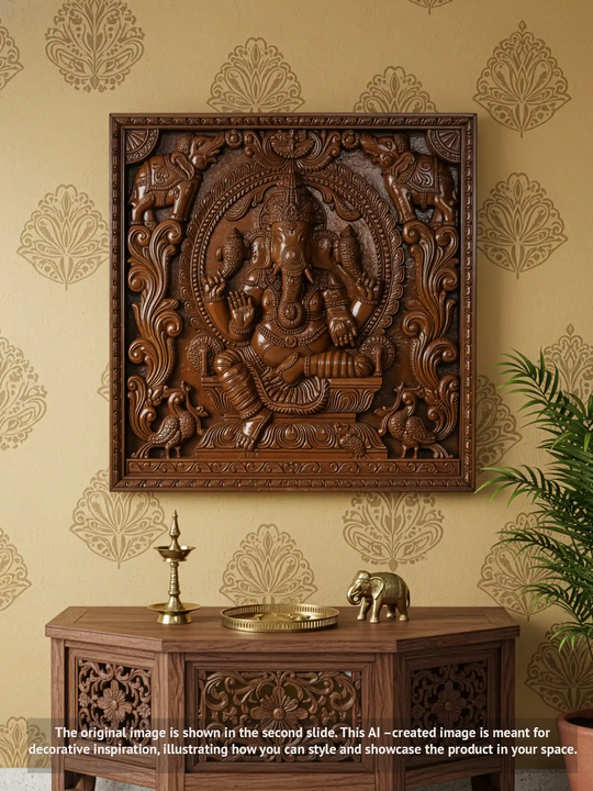 Lord ganesha wooden panel