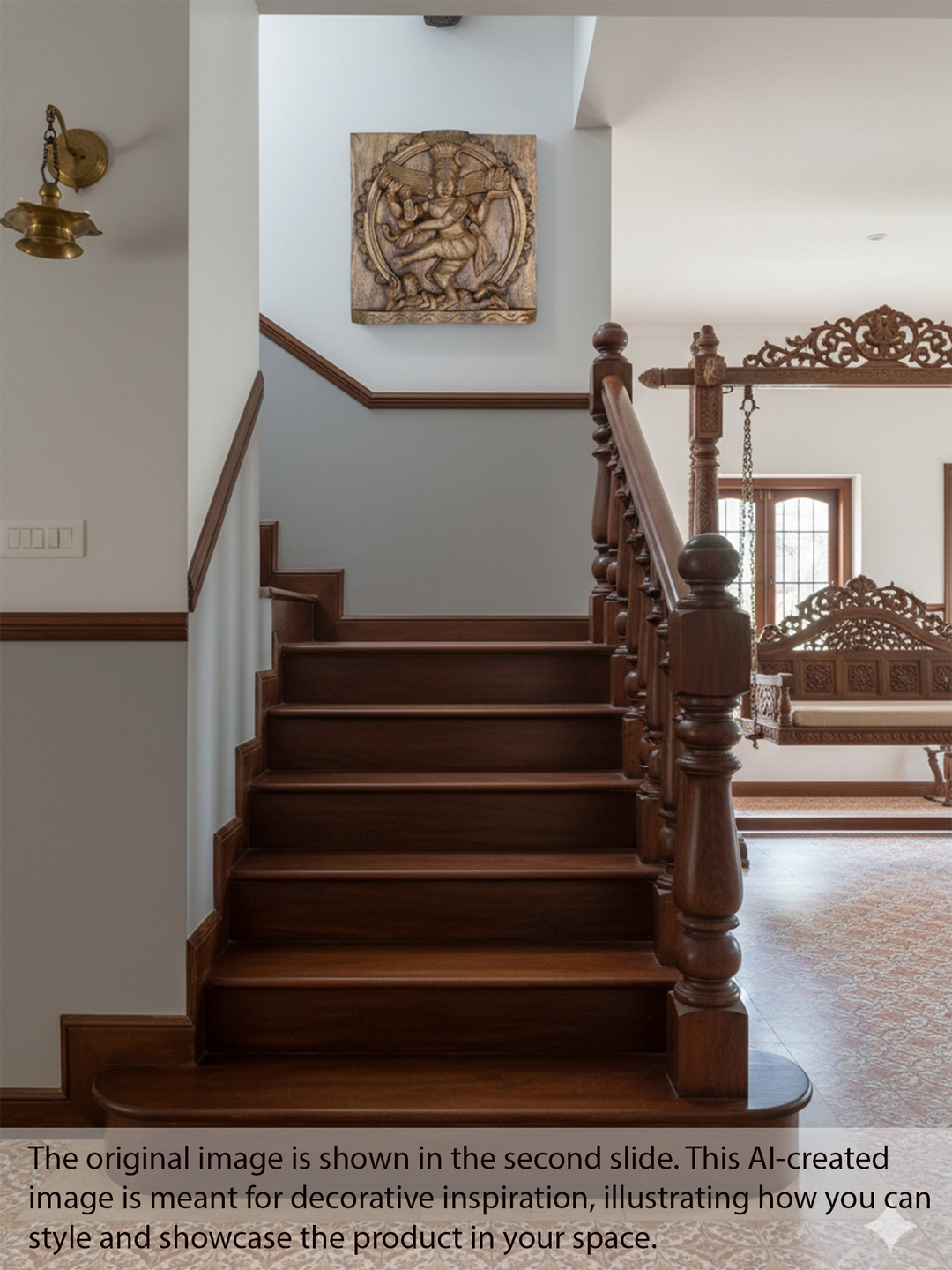 Wood Nataraja wall mount panel