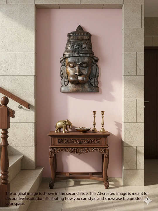 wooden Hanuman face mask