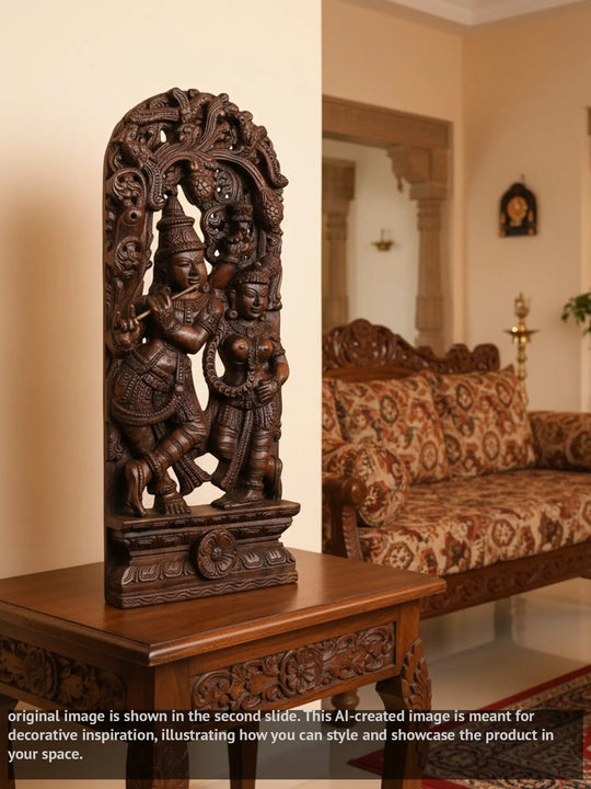 Joli Work Lord Krishna Playing Flute with Radha 37"