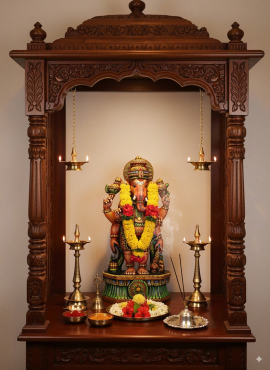 Six-Armed Standing Ganesha – Multicolored Idol-37"