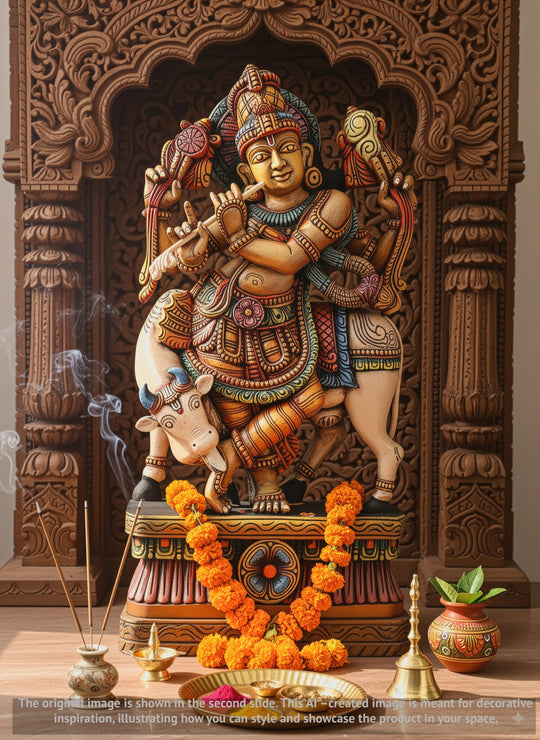 Multicolored Lord Gopala Krishna With Flute 36"