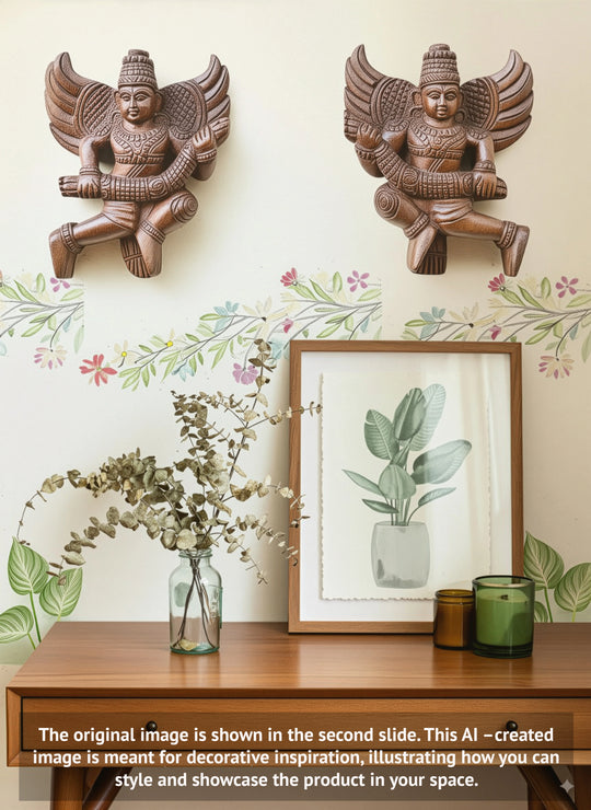 Paired Gandharvas Wall Mount 9.5"