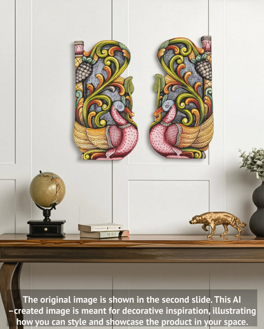 Wood Multicolored Annapakshi Grapes Floral Wall Mount | 24"