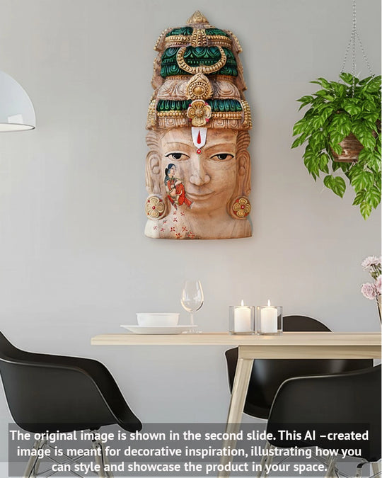 Vishnu Face Wall Mask in Wood - 25"