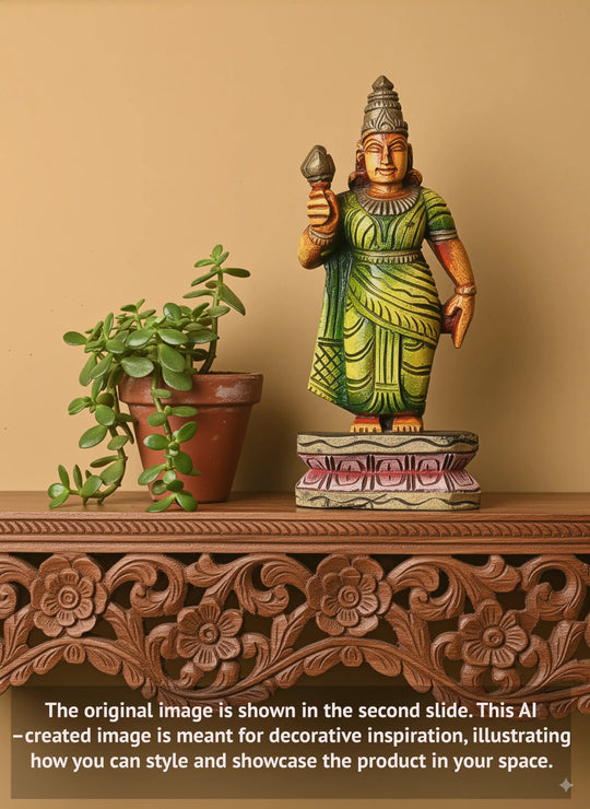 Goddess Lakshmi Standing Idol with Lotus 10"