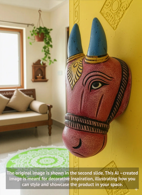 Pinkish cow's Face Wall Hanging 12"
