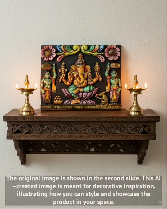 Lord Ganesha Wall Panel Floral Design 18"