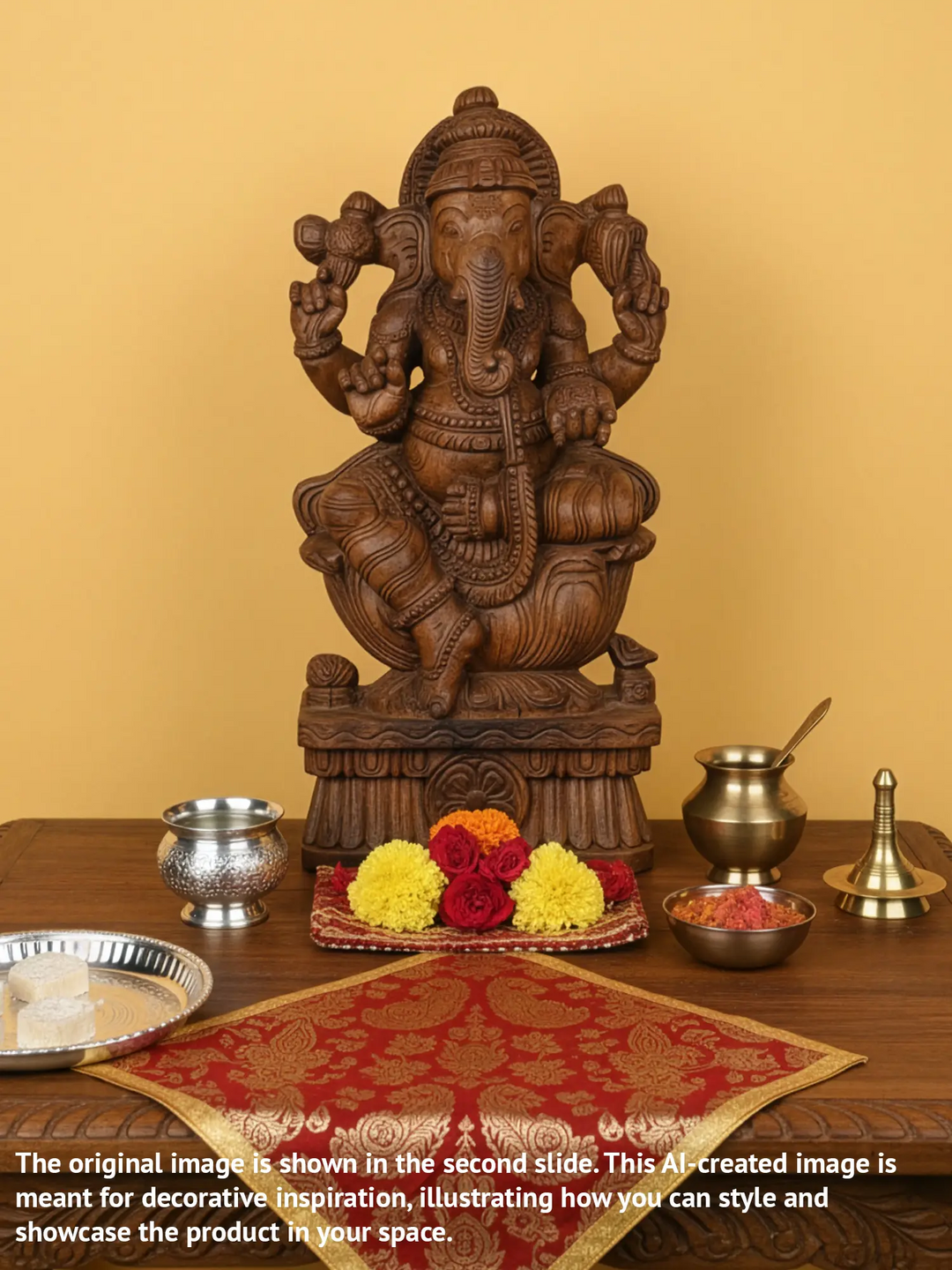 Wooden Lord Ganapati statue