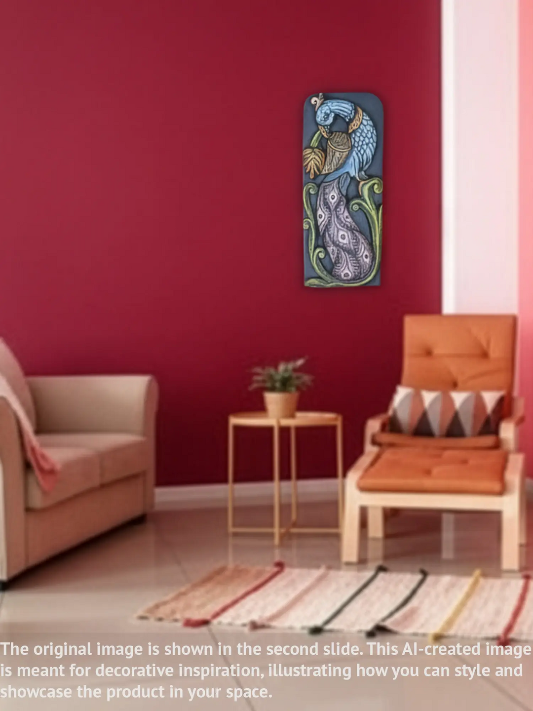 Blue Standing Peacock wooden