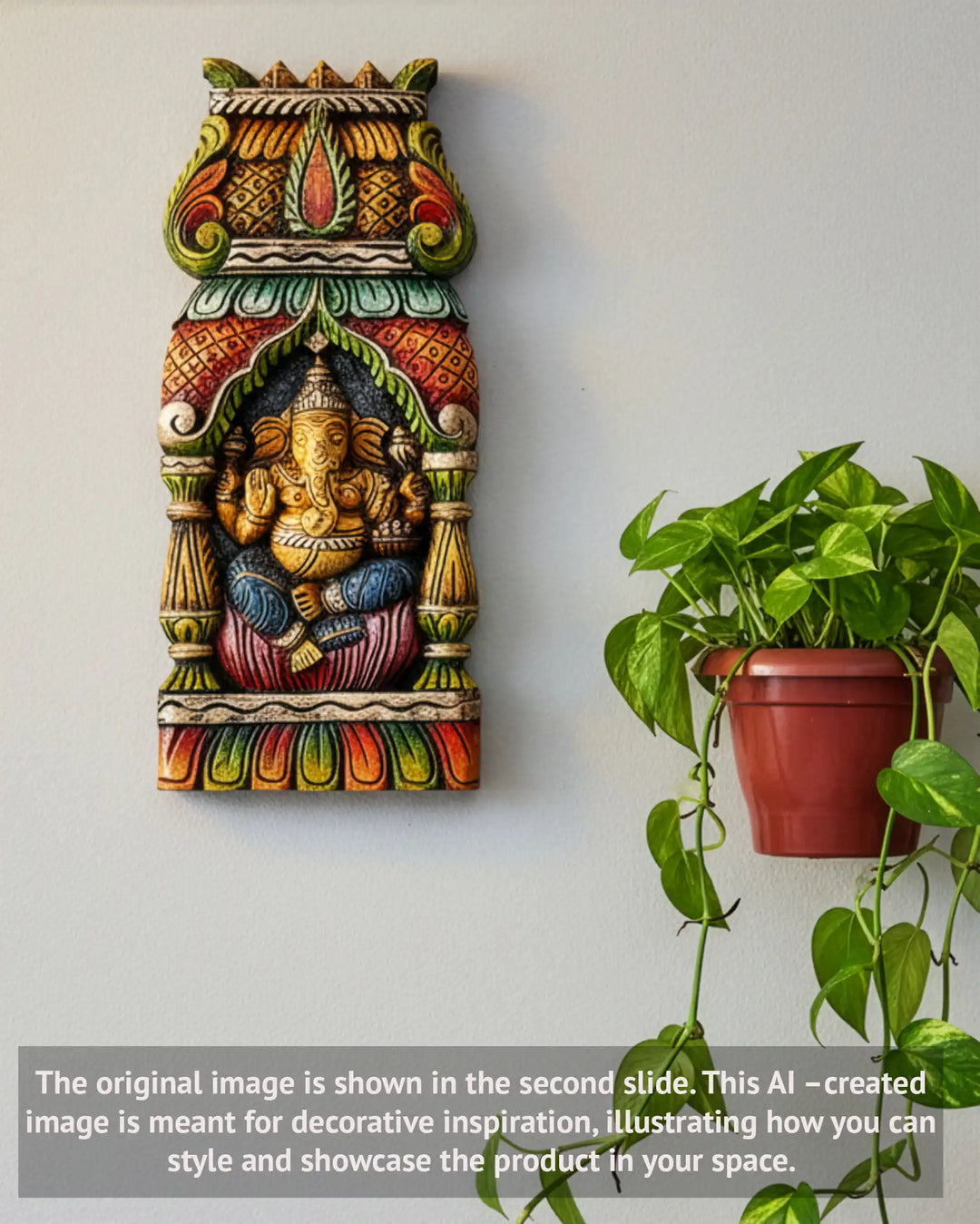 wooden ganesha kavadi wall panel