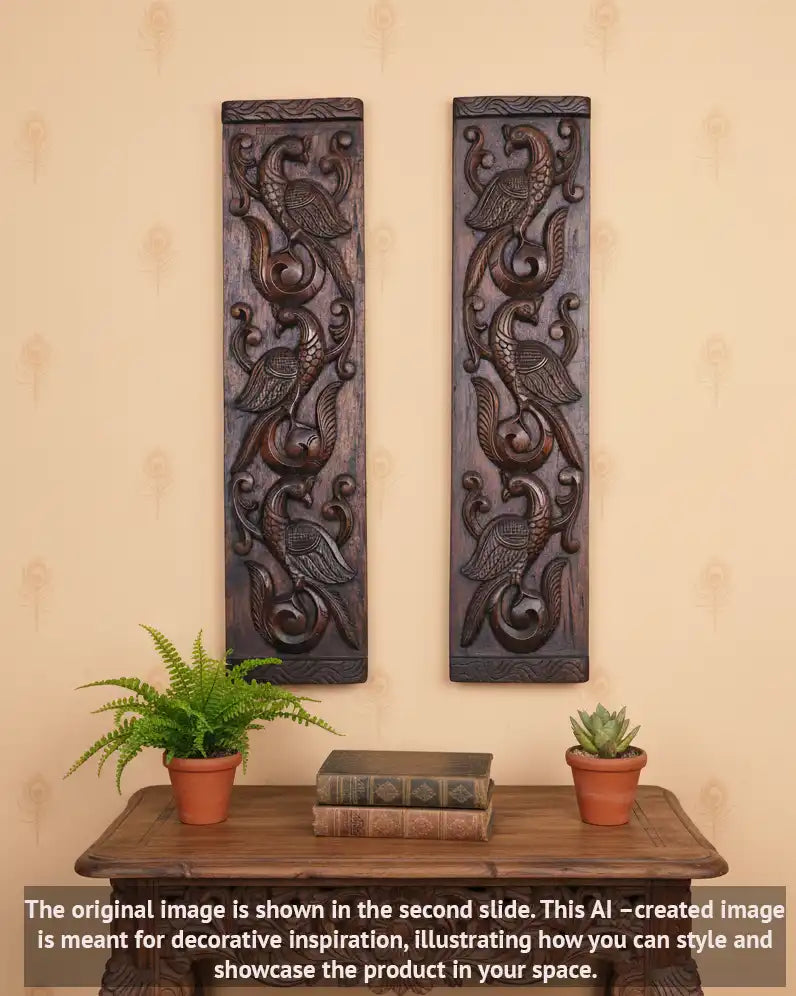 alluring Peacock wooden panel