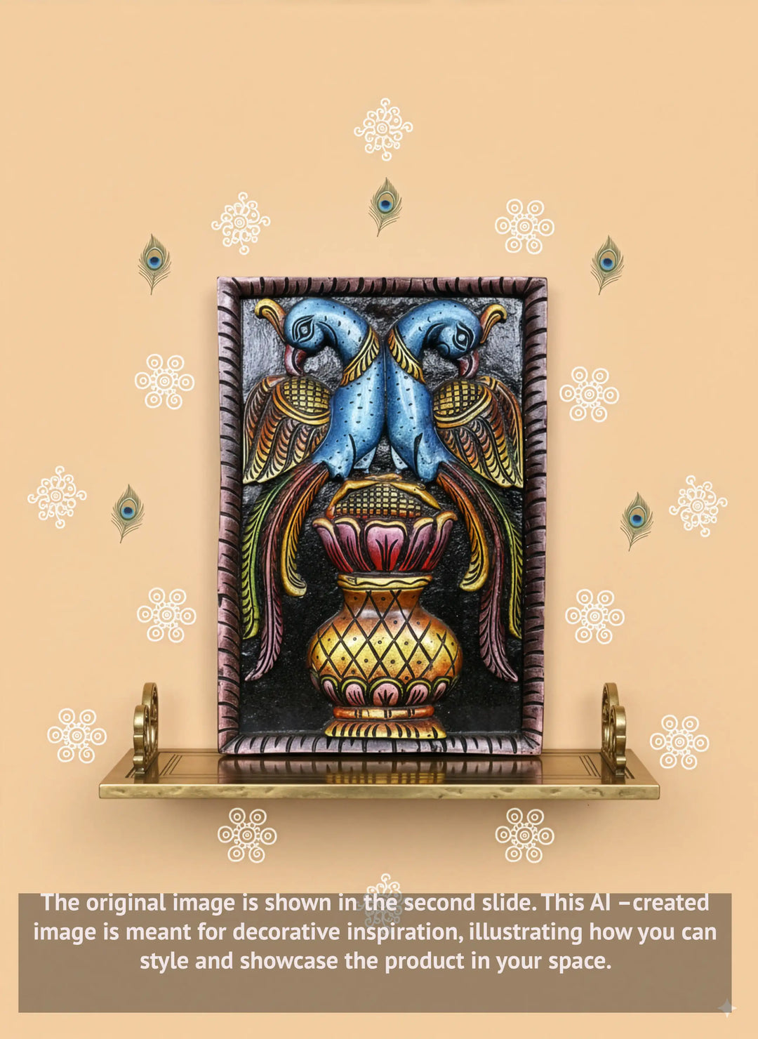Wooden Peacocks Frame Design Wall Mount