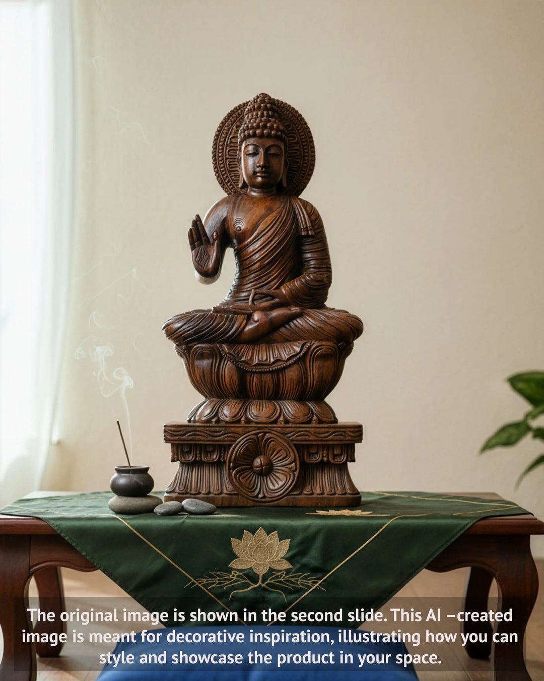 Wooden buddha statue