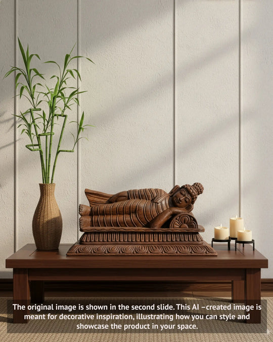 Wooden Buddha on Pillow