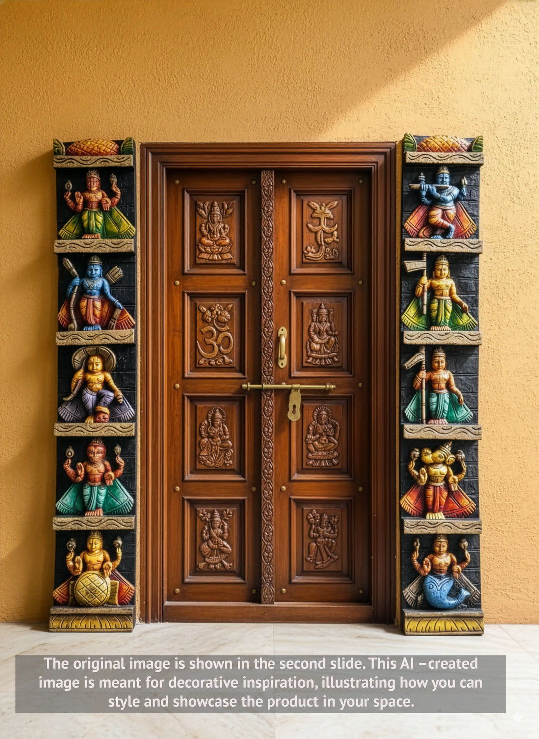 Ten Avatars krishna Vertical wooden Panel