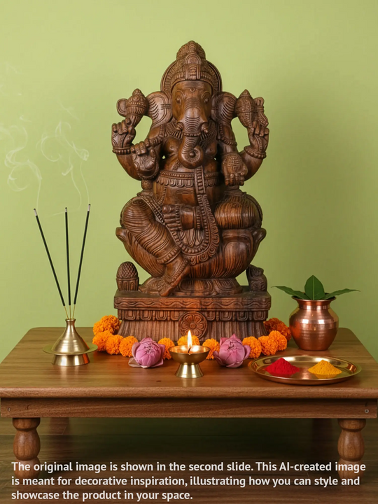 Wooden ganesha idol online - 35"