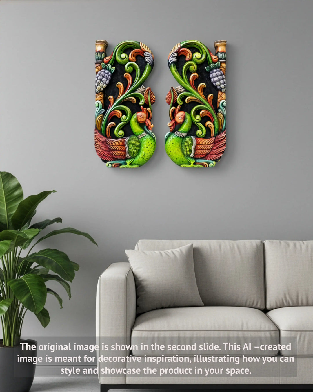 Wooden Hamsa wall mount panel