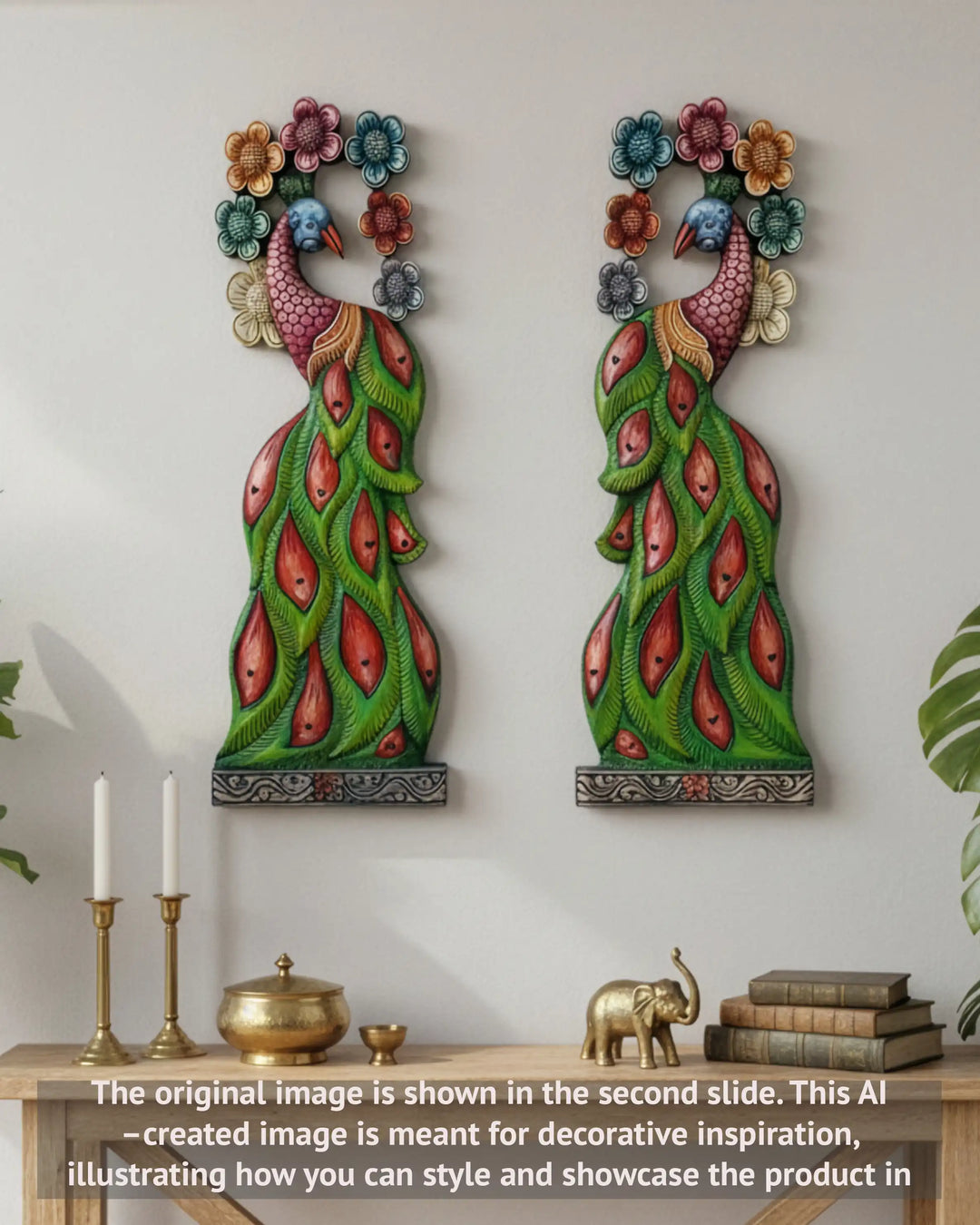 Wooden Peacock Wall Frame