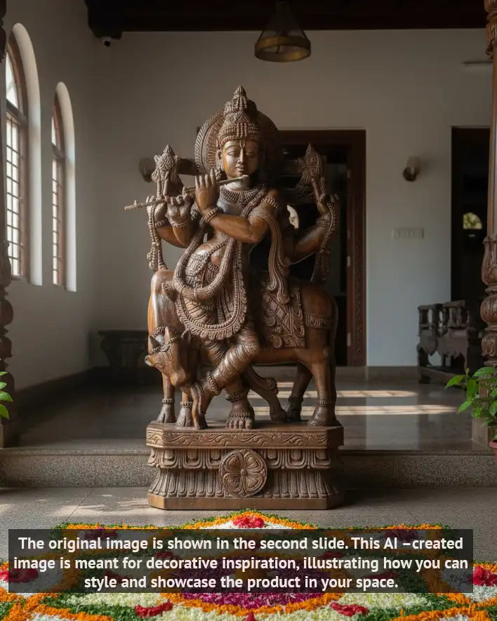 Wooden Krishna statue
