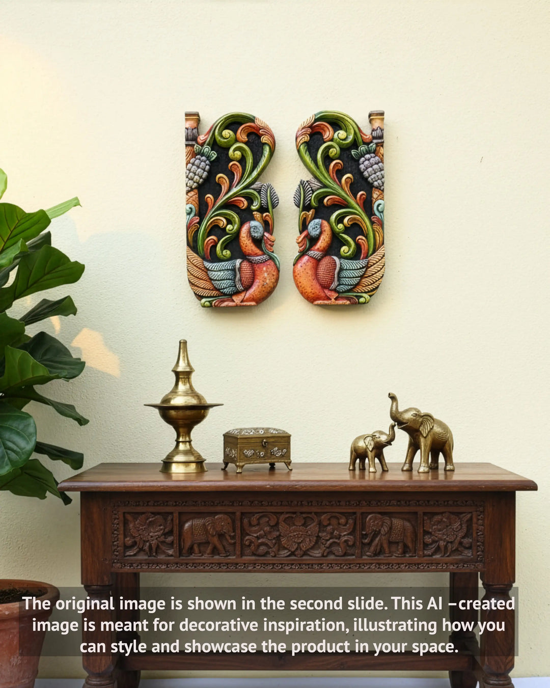 Wood Hamsa wall panel