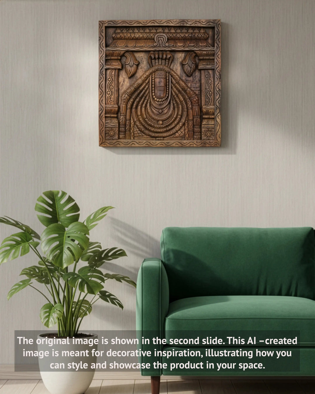 Shiva Lingam wood panel for wall decor
