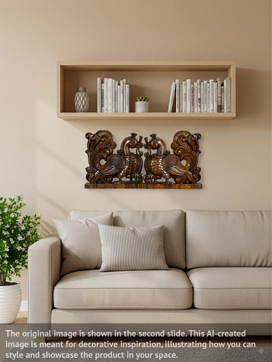 Light Weight Polished Wood Decor Hamsa Birds 12"