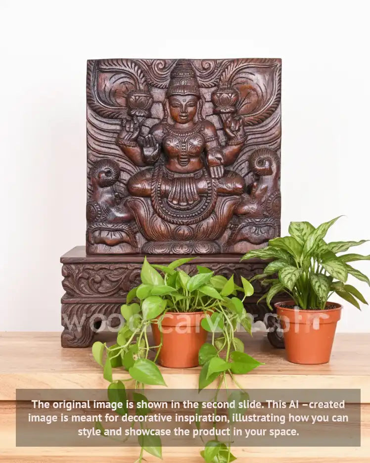 gajalakshmi  wooden wall mount 