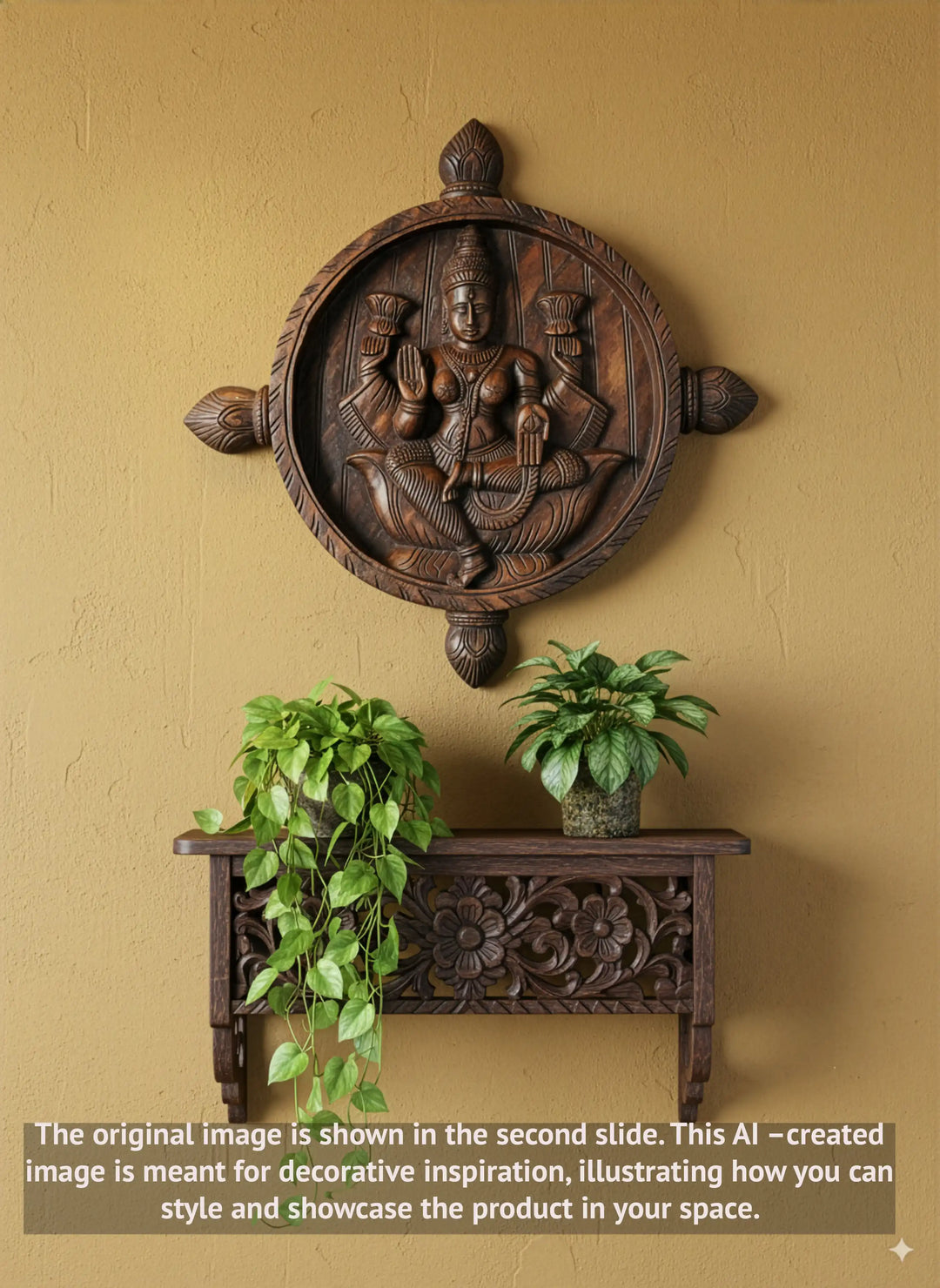 Wooden lakshmi wall mount