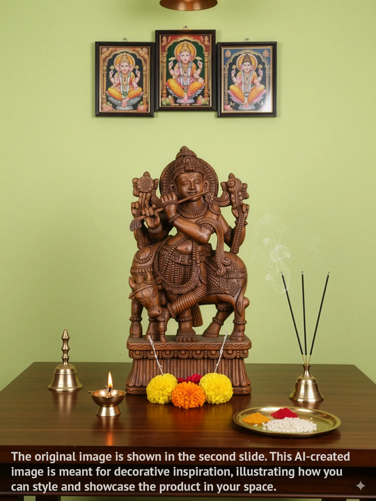 Lord Krishna Playing the Flute wooden -36"