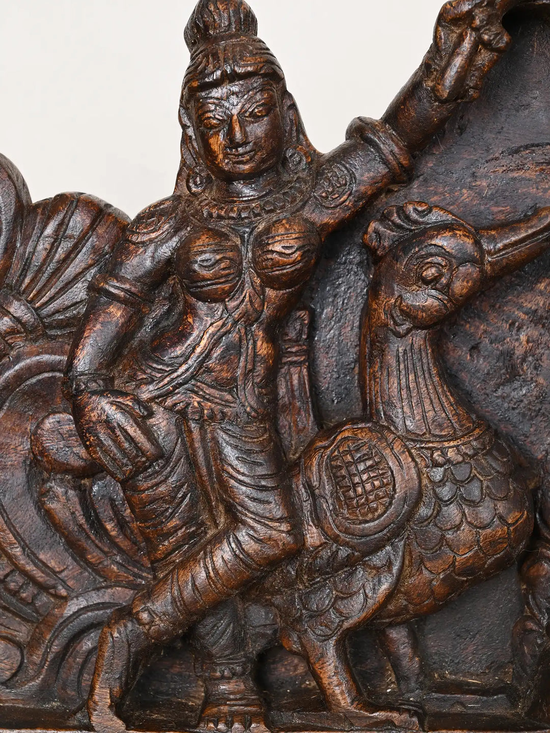 Prosperity Beauty Goddess GajaLakshmi Wooden Handmade Arch Elephants with Sevagars Wall Panel 45"