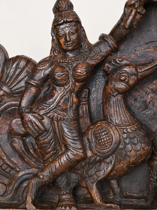 Prosperity Beauty Goddess GajaLakshmi Wooden Handmade Arch Elephants with Sevagars Wall Panel 45"