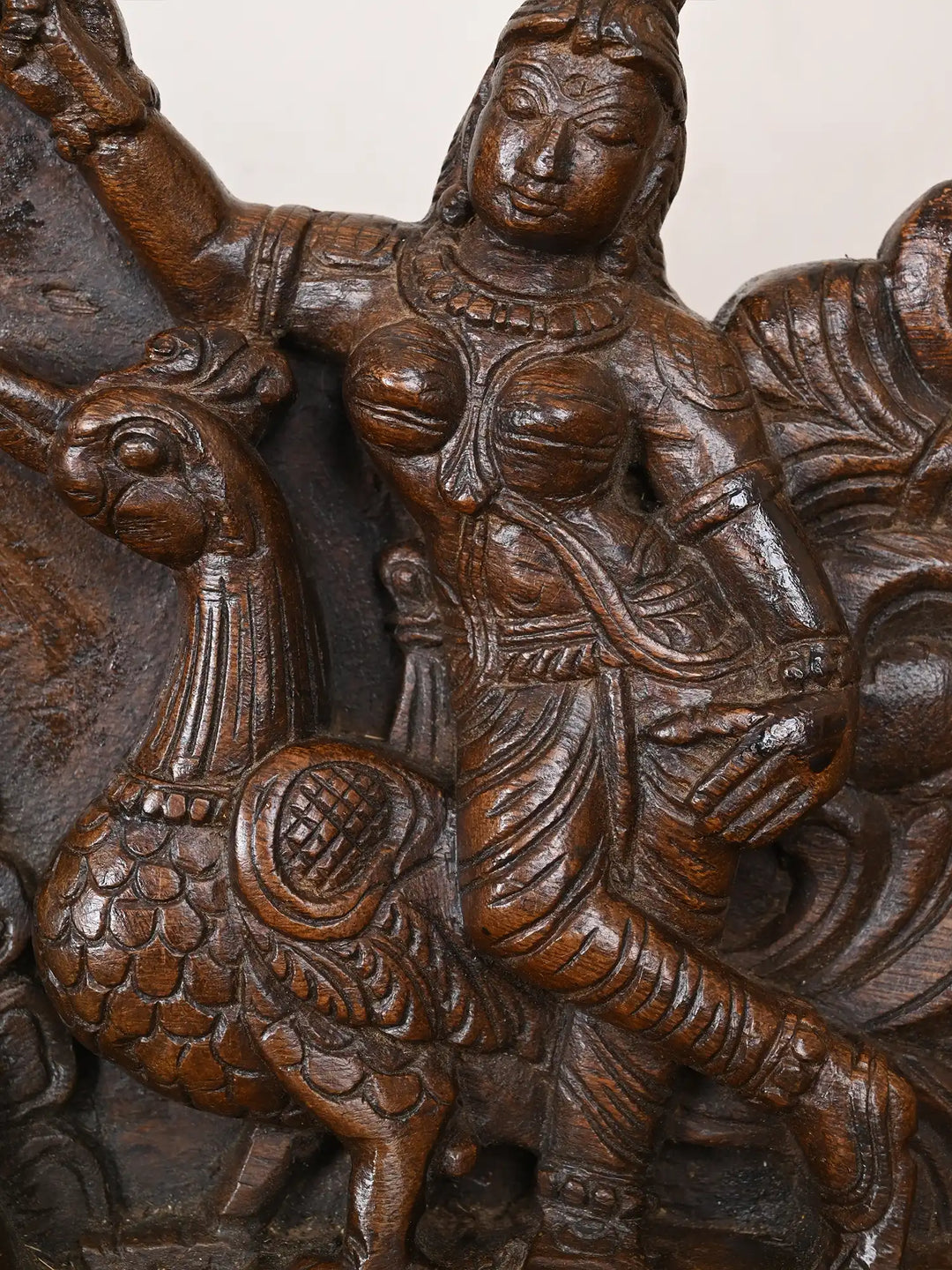 Prosperity Beauty Goddess GajaLakshmi Wooden Handmade Arch Elephants with Sevagars Wall Panel 45"