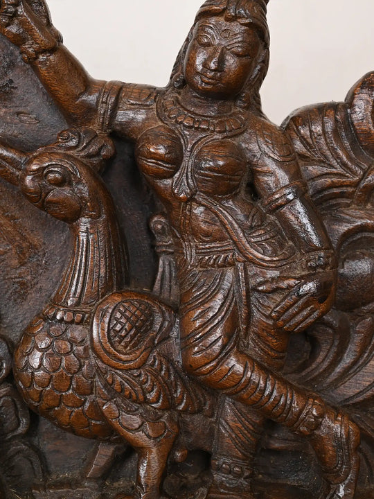 Prosperity Beauty Goddess GajaLakshmi Wooden Handmade Arch Elephants with Sevagars Wall Panel 45"