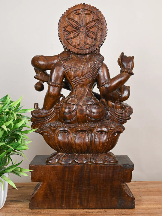 Saraswati Devi Wooden Idol 