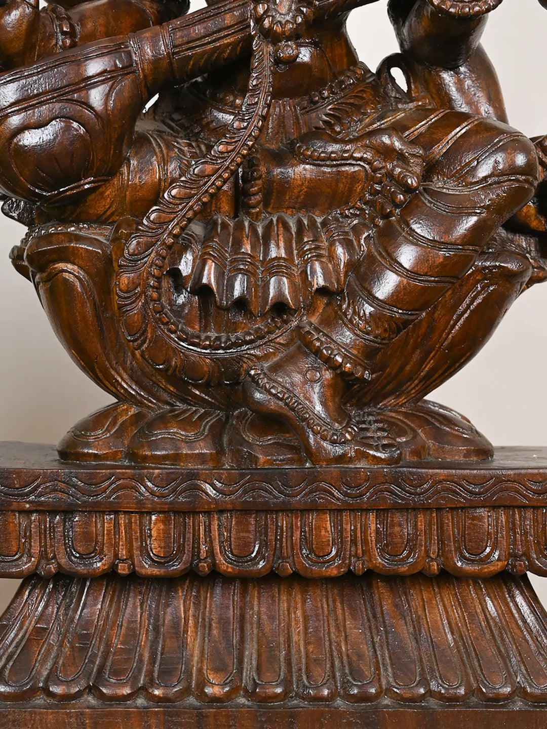 Saraswati Devi Wooden Idol 